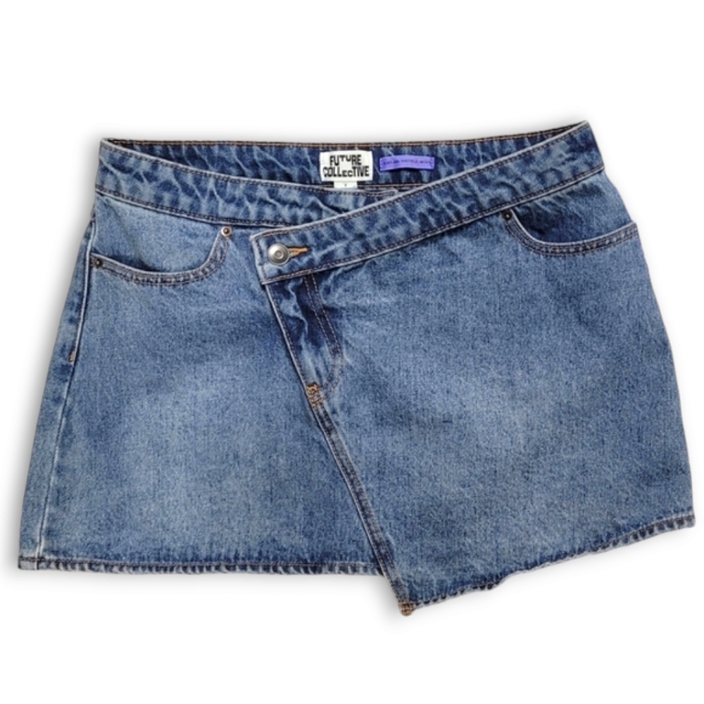 Asymmetrical Mini Denim Jean Skirt from Future Collective